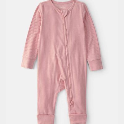 Baby Girl 2-Way Zip PurelySoft Sleep & Play Pajama - Pink