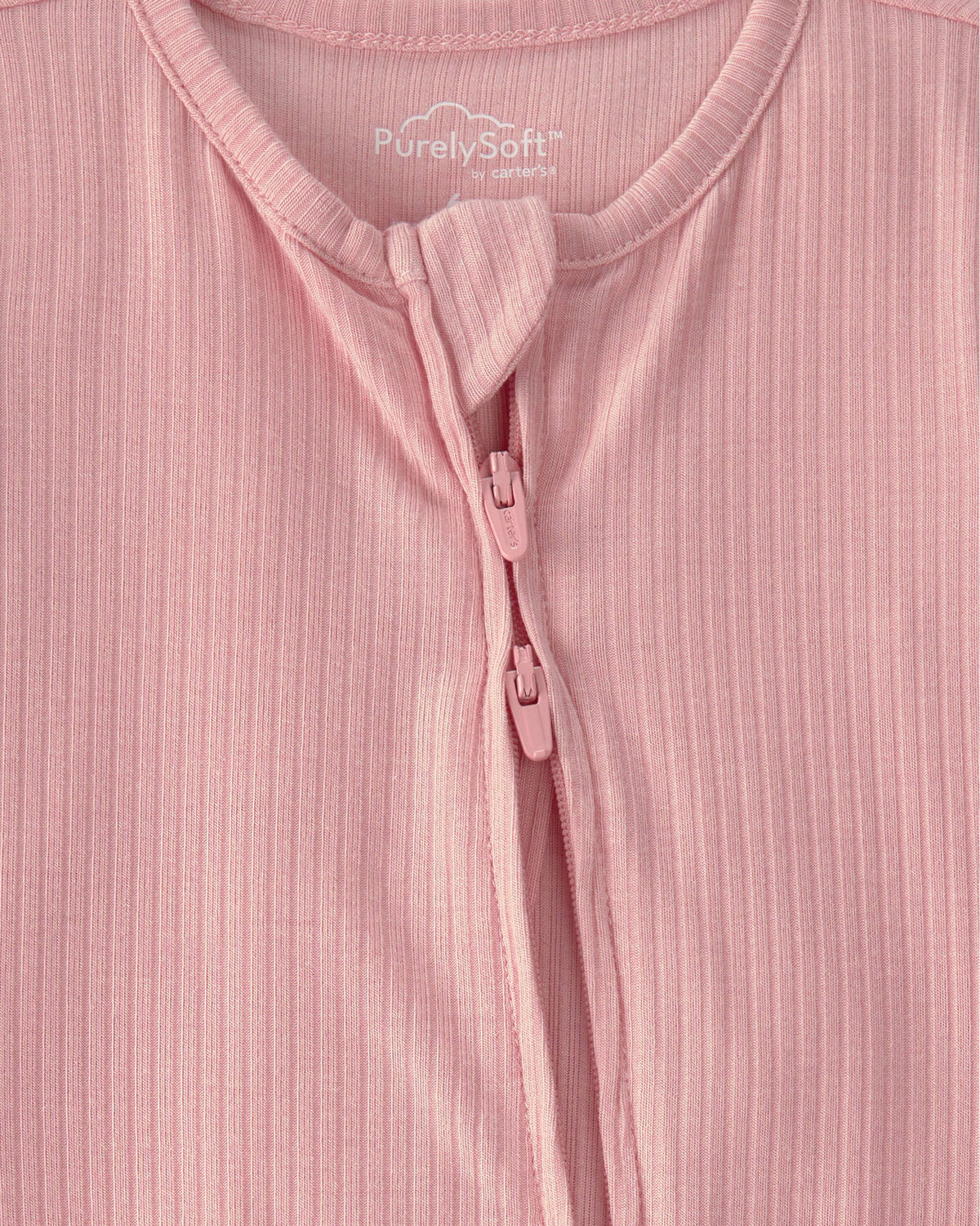 Baby Girl 2-Way Zip PurelySoft Sleep & Play Pajama - Pink - Image 2