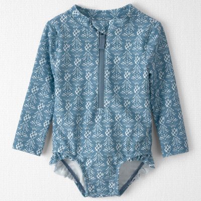 Baby Girl Recycled Rashguard Swimsuit in Bloom Lagoon