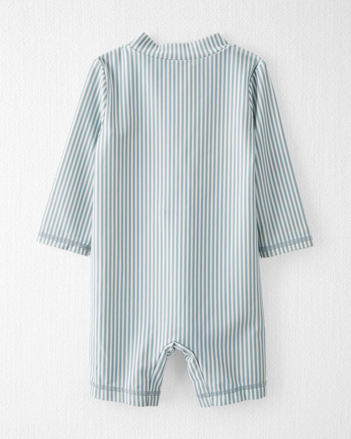 Baby Boy Recycled Long-Sleeve Rashguard Swimsuit in Stripes - Image 2