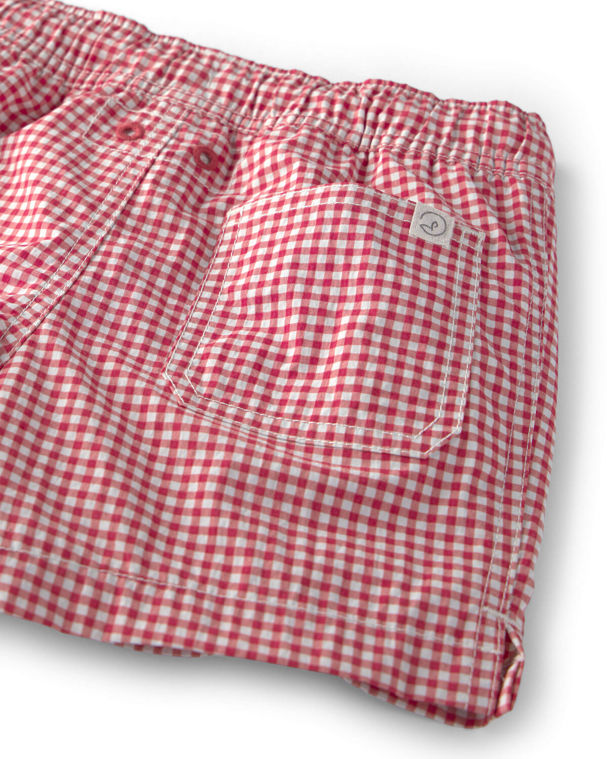 Baby Boy Recycled Swim Trunks in Red Gingham - Image 3