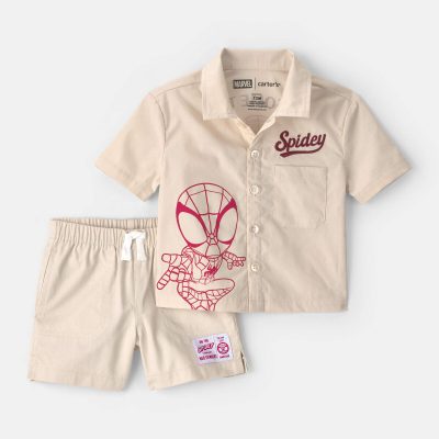 Baby Boy 2-Piece ©Marvel Spider-Man Top & Short Set - Khaki