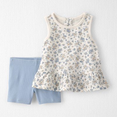 Baby Girl 2-Piece Top & Short Set Made with Organic Cotton in Spring Bloom Print