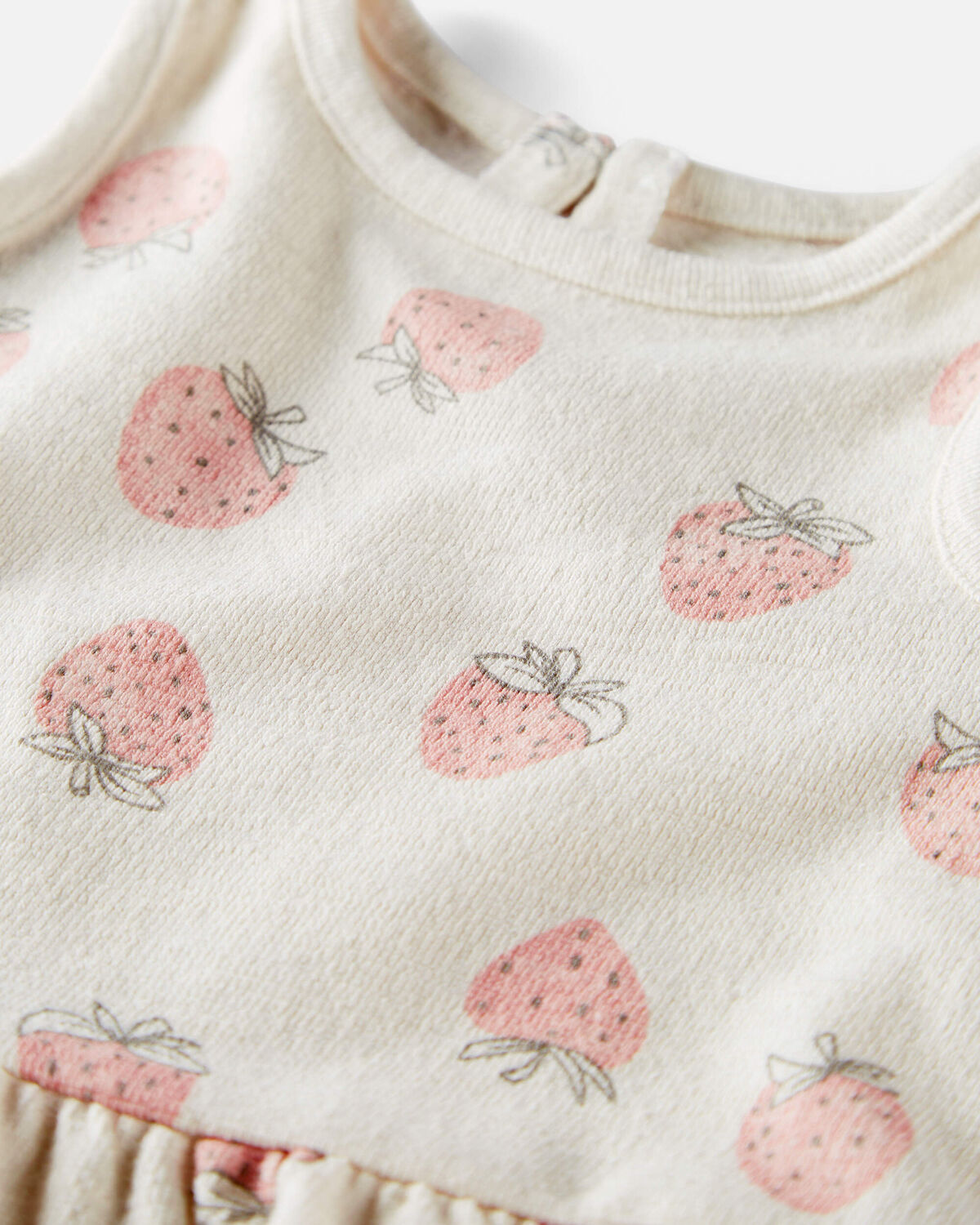 Baby Girl 2-Piece Top & Short Set Made with Organic Cotton in Strawberry Print - Image 3