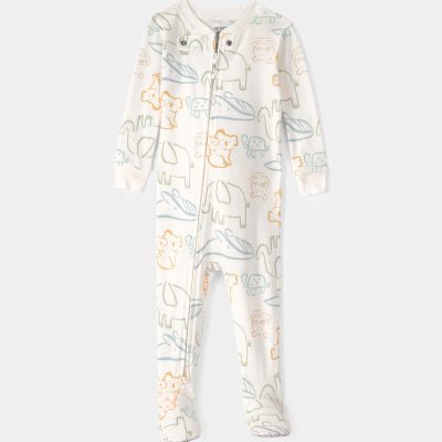 Baby Elephant 100% Cotton Snug Fit 1-Piece Pajama - Ivory