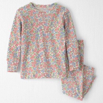 Baby Girl 2-Piece Organic Cotton Ribbed Pajama Set in Spring Floral Print