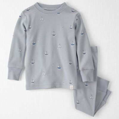 Baby 2-Piece Organic Cotton Ribbed Pajama Set in Sail Away Print