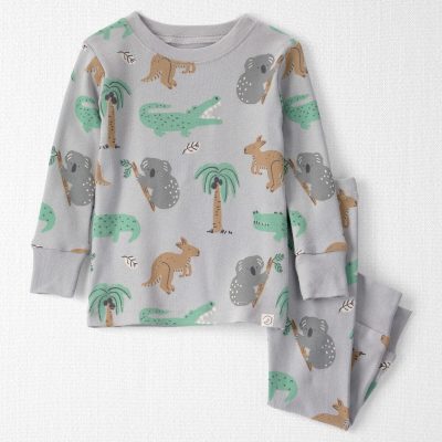 Baby 2-Piece Organic Cotton Ribbed Pajama Set in Aussie Friends Print