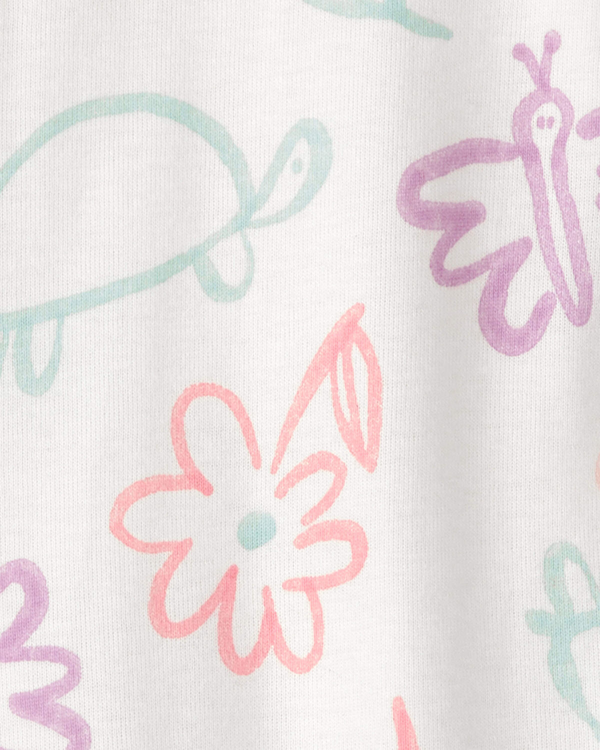 Baby Girl Floral 100% Cotton Snug Fit 1-Piece Pajama - White - Image 3
