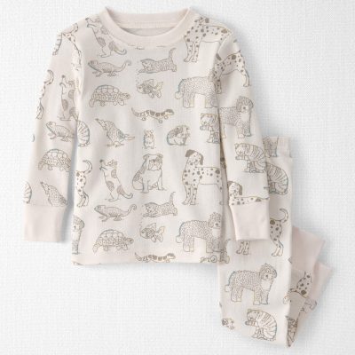 Baby 2-Piece Organic Cotton Ribbed Pajama Set in Pet Print