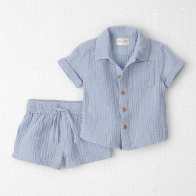 Baby Boy 2-Piece Organic Cotton Gauze Top & Short Set