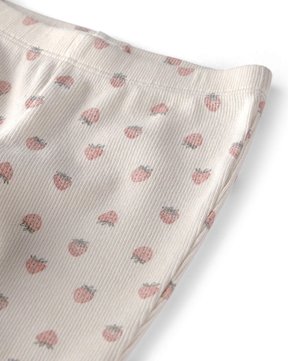 Baby Girl Organic Cotton Rib Footed Pants in Strawberry Print - Image 3