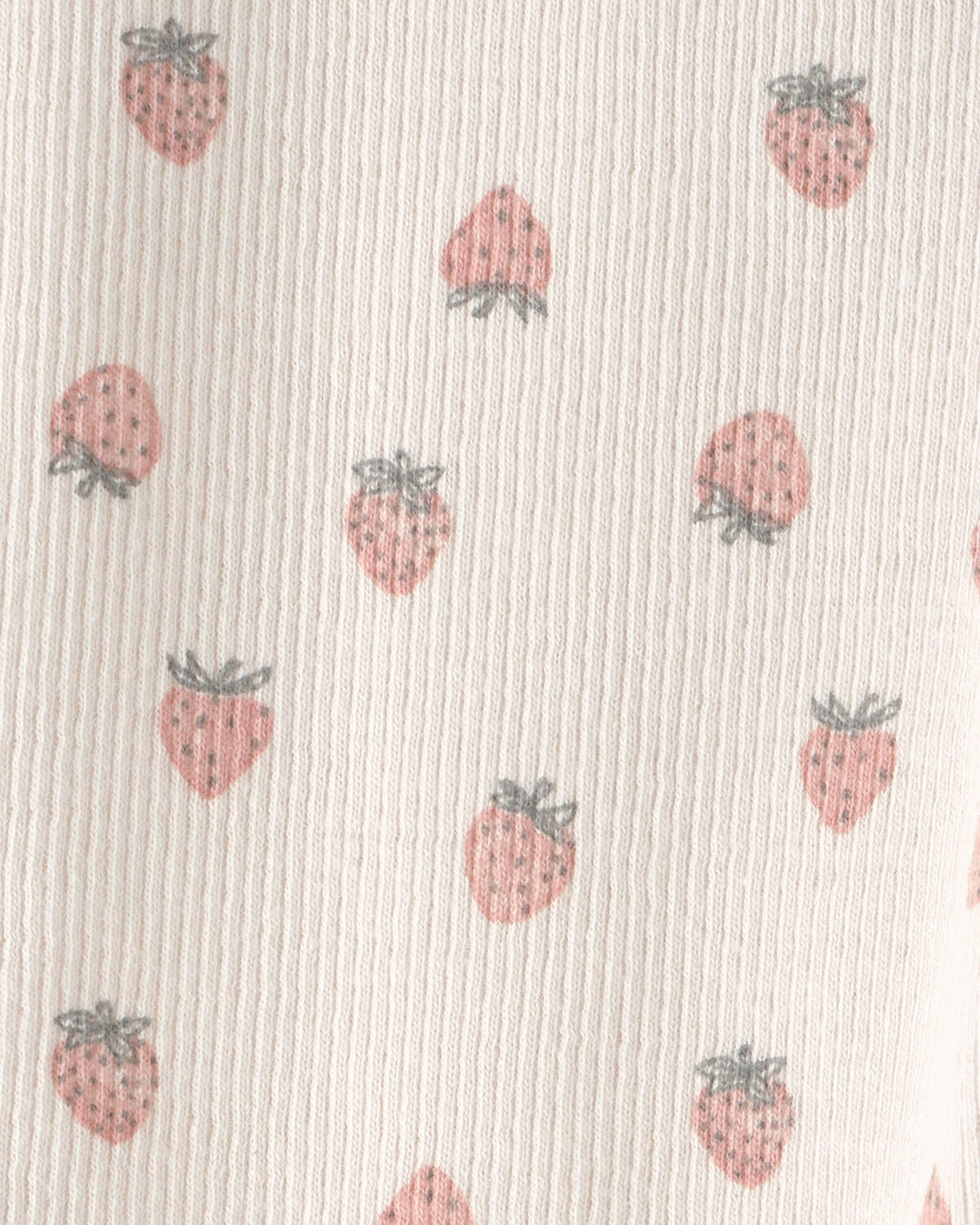 Baby Girl Organic Cotton Rib Footed Pants in Strawberry Print - Image 4