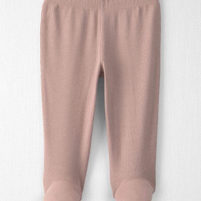 Baby Girl Organic Cotton Rib Footed Pants