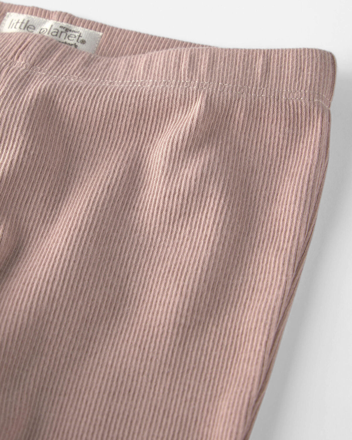 Baby Girl Organic Cotton Rib Footed Pants - Image 2