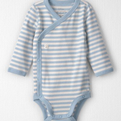 Baby Organic Cotton Wrap Bodysuit in Stripes
