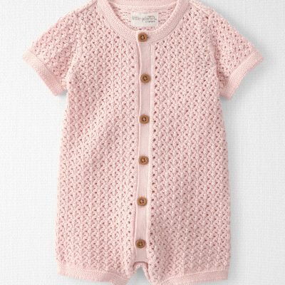 Baby Girl Organic Cotton Sweater Knit Romper