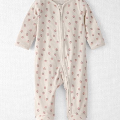 Baby Girl Organic Cotton Sleep & Play Pajama in Strawberry