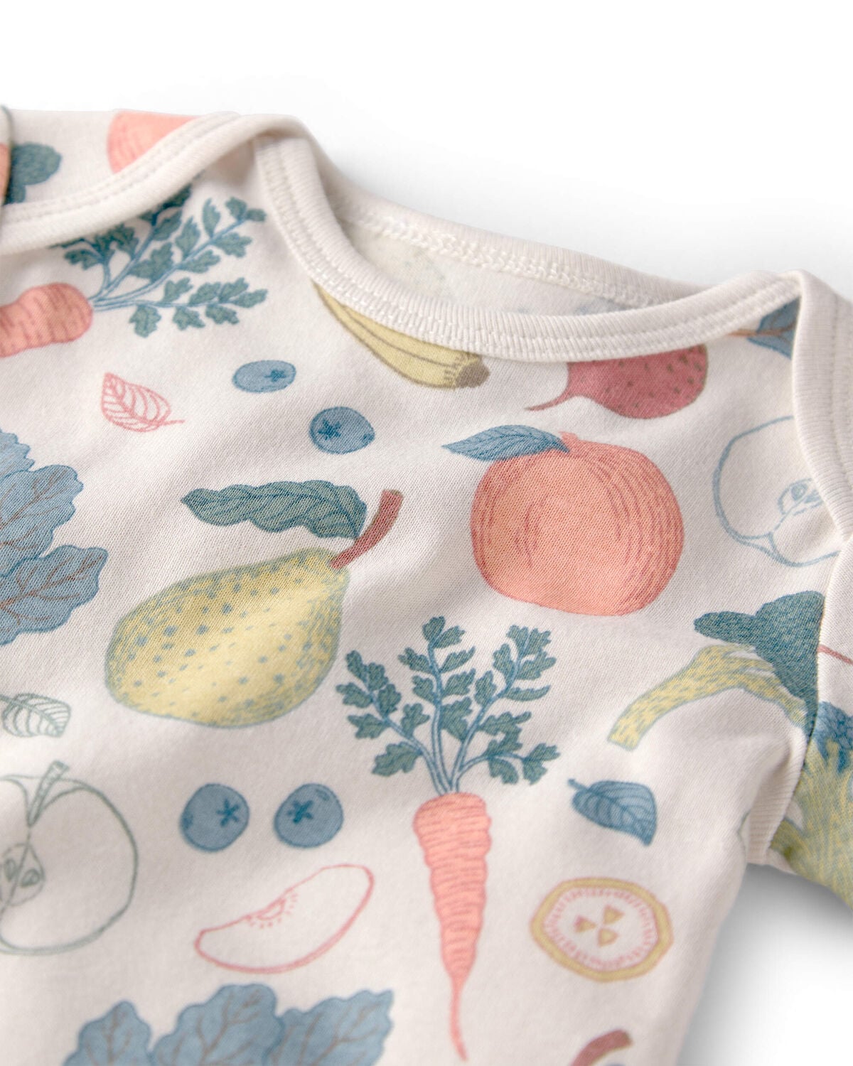 Baby 3-Pack Organic Cotton Bodysuits in Veggie Fruit Print - Image 2