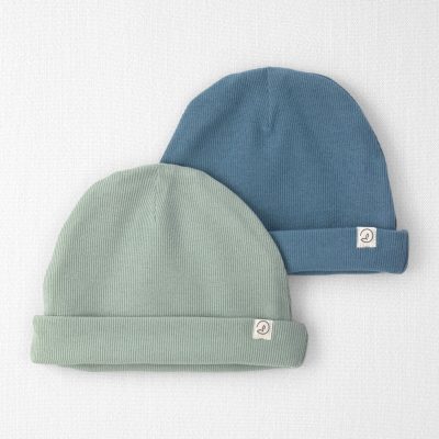 Baby 2-Pack Organic Cotton Rib Caps