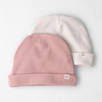 Baby Girl 2-Pack Organic Cotton Rib Caps