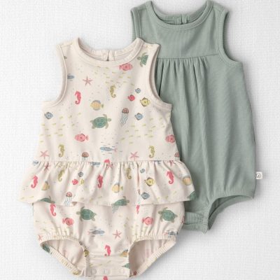 Baby Girl 2-Pack Organic Cotton Bubble in Under the Sea