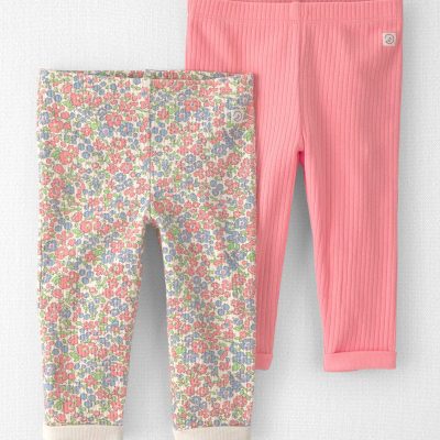 Baby Girl 2-Pack Organic Cotton Rib Leggings