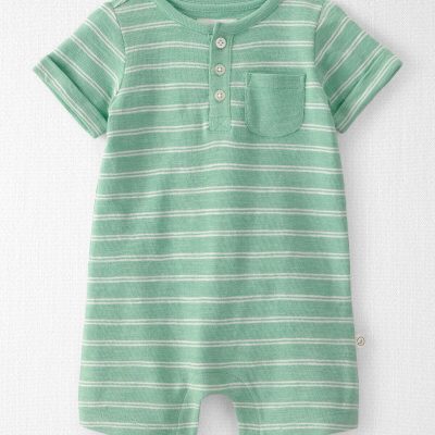 Baby Short-Sleeve Romper Made with Organic Cotton in Stripes