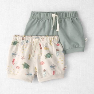Baby Girl 2-Pack Organic Cotton Shorts in Under the Sea