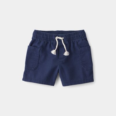 Baby Boy Twill Drawstring Shorts - Navy