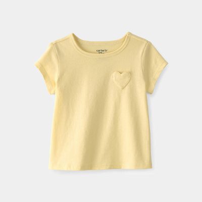 Baby Girl Heart Pocket Top - Yellow