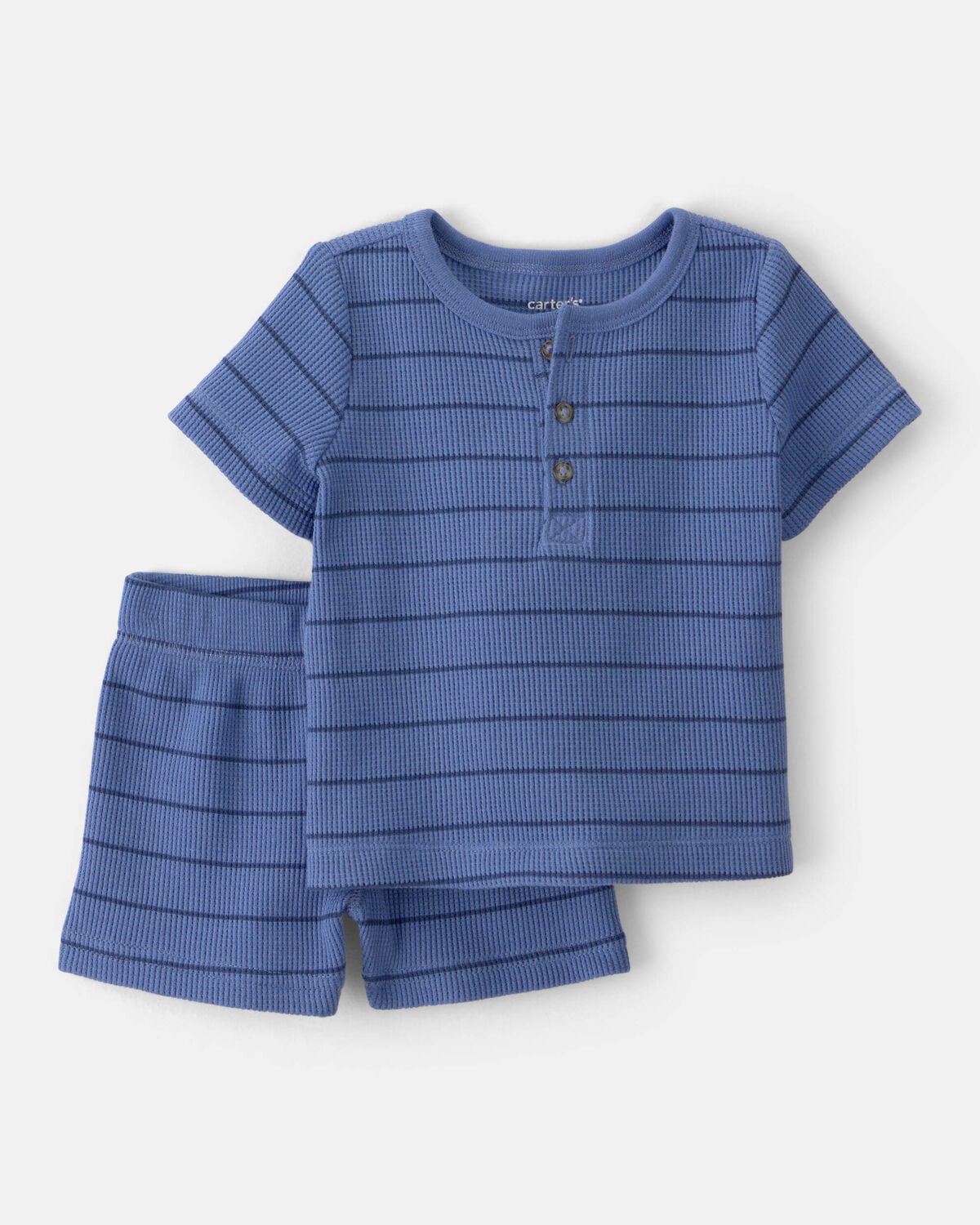 Baby Boy 3-Piece Shark Striped Outfit Set - Blue/White - Image 11