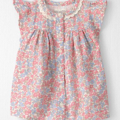 Baby Girl Organic Cotton Gauze Dress in Spring Floral Print