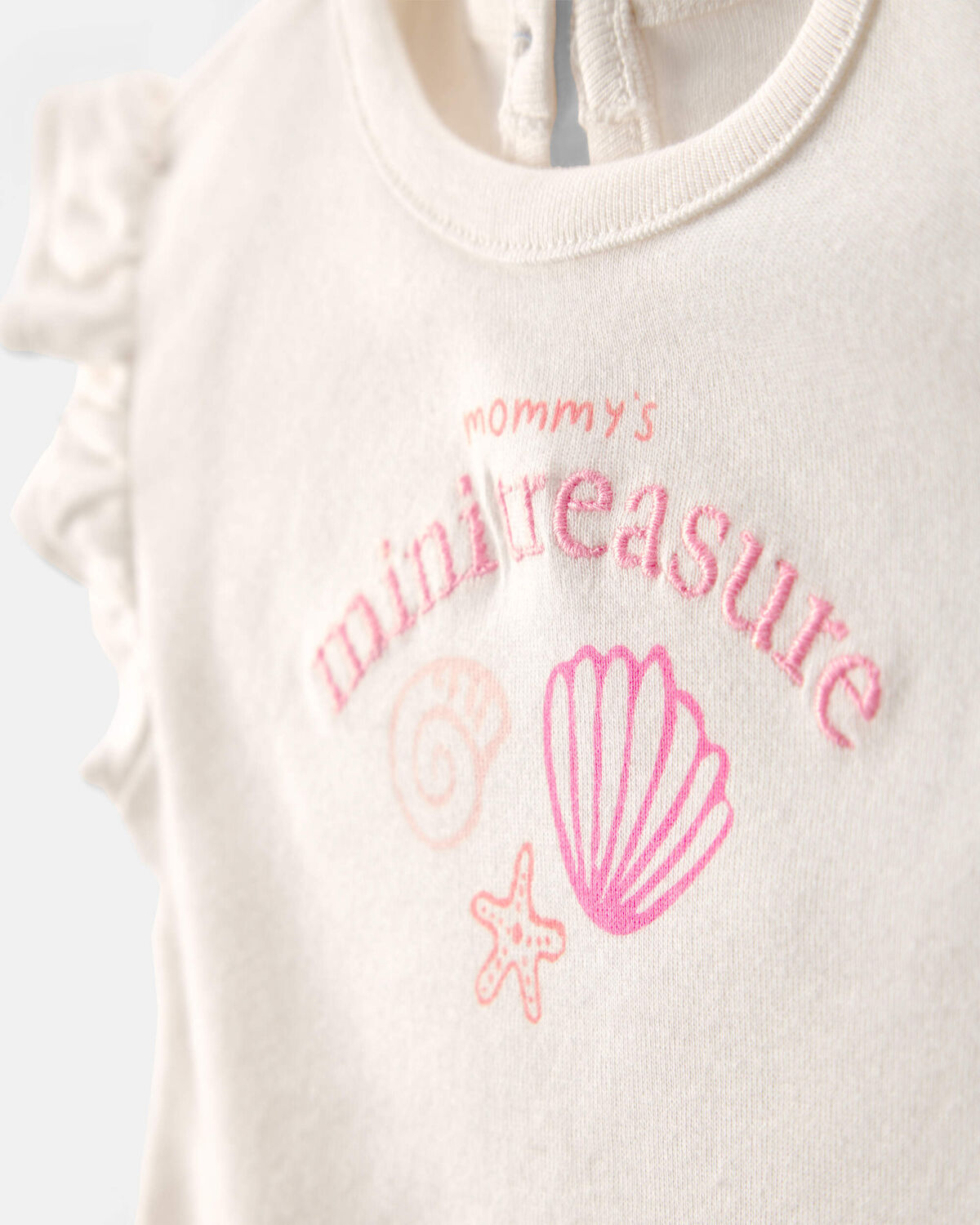 Baby Girl 2-Piece 'Mommy's Mini Treasure' Shell Bodysuit & Pant Set - Pink/Ivory - Image 2