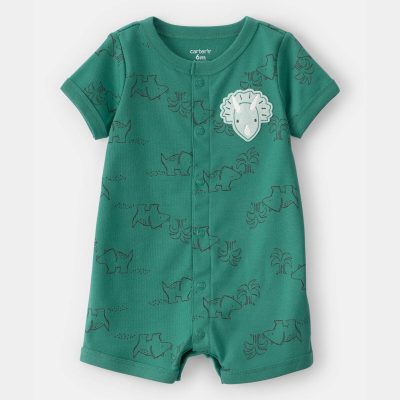 Baby Boy Dinosaur Short-Sleeve Romper - Green