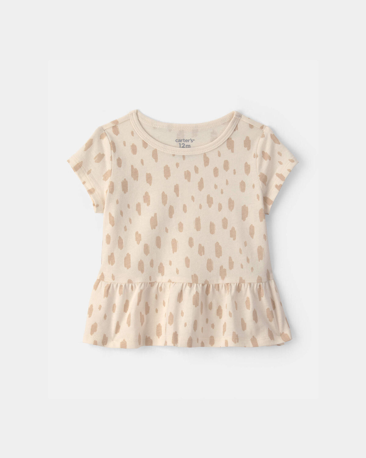 Baby Girl Dot Relaxed Peplum Top - Cream