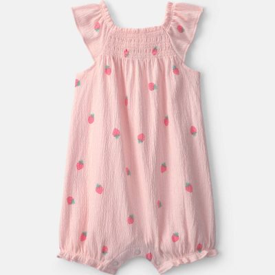 Baby Girl Strawberry Romper - Pink