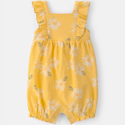 Baby Girl Floral Daisy Romper - Yellow