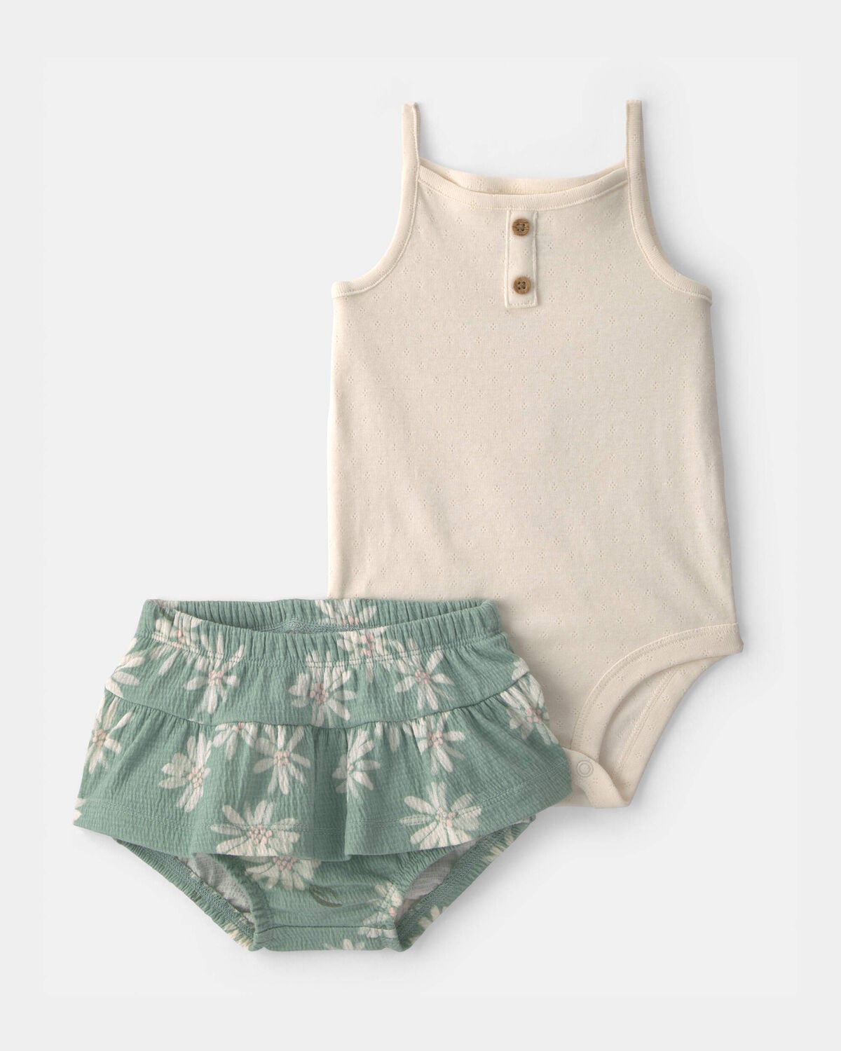 Baby Girl 2-Piece Floral Top & Skort Set - Ivory/Green