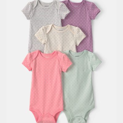 Baby Girl 5-Pack Multipack Bodysuits - Pink/Green/Purple