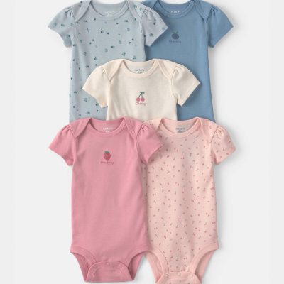 Baby Girl 5-Pack Fruit Multipack Bodysuits