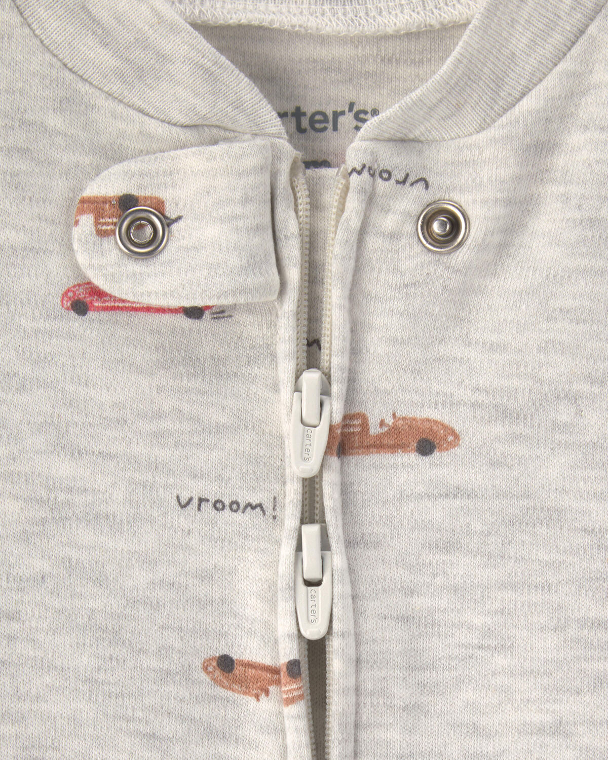 Baby Boy Race Car Cotton 2-Way Zip Sleep & Play Pajamas - Grey - Image 2