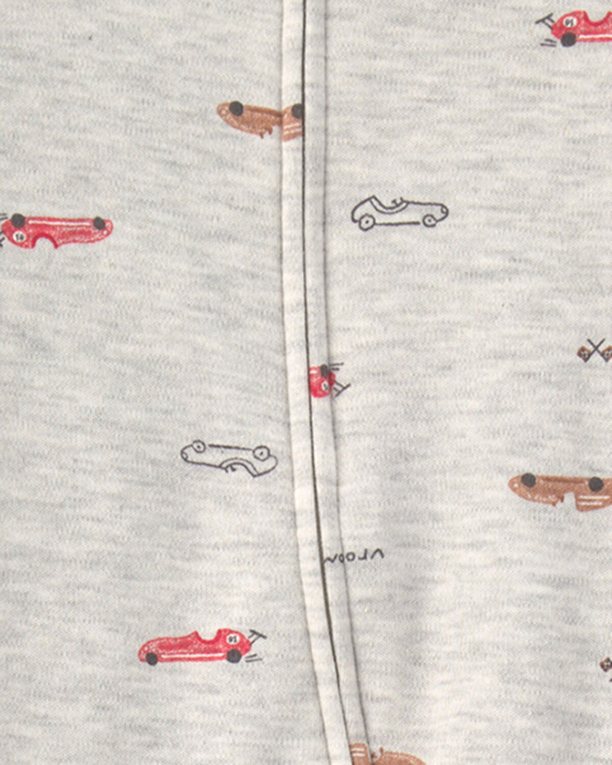 Baby Boy Race Car Cotton 2-Way Zip Sleep & Play Pajamas - Grey - Image 3