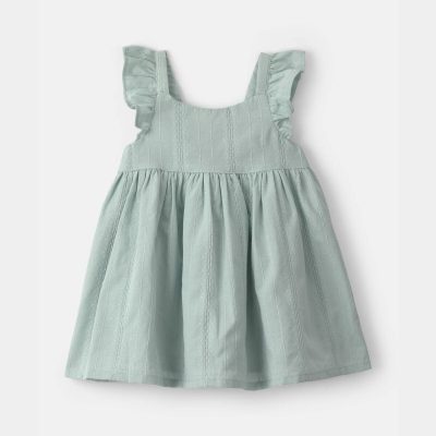Baby Girl Ruffle-Sleeve Dress - Green