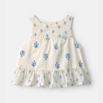 Baby Girl Floral Pelum Top - Ivory