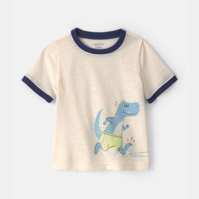 Baby Boy Dinosaur Graphic Tee - Cream