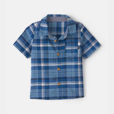 Baby Boy Plaid Short-Sleeve Button-Down Shirt - Blue