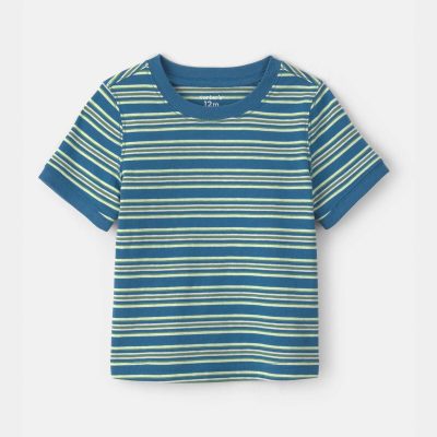 Baby Boy Striped Short-Sleeve T-Shirt - Blue/Green