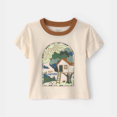 Baby 'Get Outside' Graphic Tee - Cream
