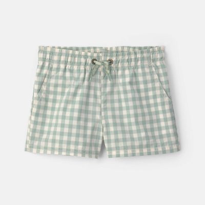 Baby Boy Gingham Poplin Shorts - Green